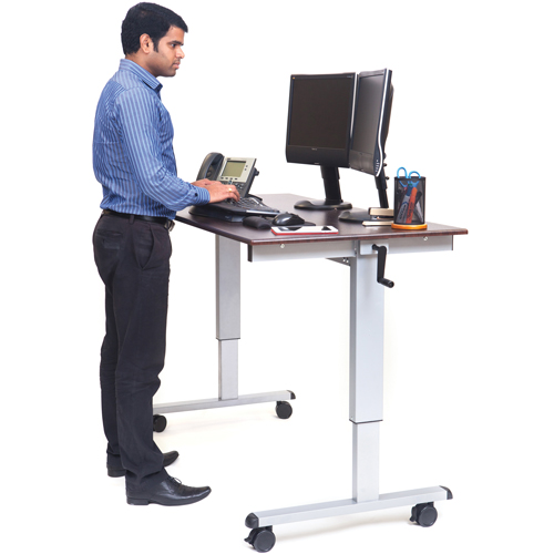 Postes de travail ajustables pour travail assis et debout , , 48-1/2" h x 59" la x 29-1/2" p, Noyer Equipex