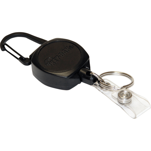 Self Retracting ID Badge and Key Reel, Zinc Alloy Metal, 24" Cable, Carabiner Attachment Equipex