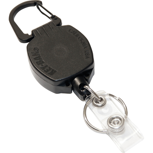 Self Retracting ID Badge and Key Reel, Zinc Alloy Metal, 24" Cable, Carabiner Attachment Equipex