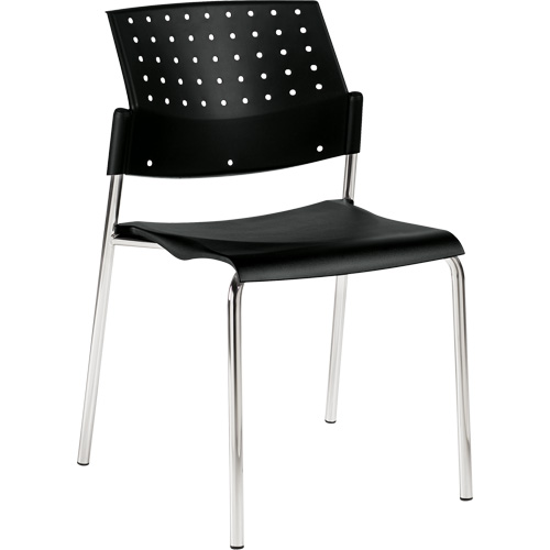 Chaise sans accoudoirs empilables, Plastique, Hauteur 33", Capacit&eacute; 300 lb, Noir Equipex