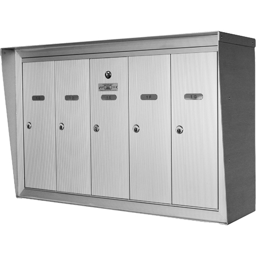 Single Deck Mailboxes, Wall -Mounted, 16" x 5-1/2", 6 Doors, Aluminum Equipex