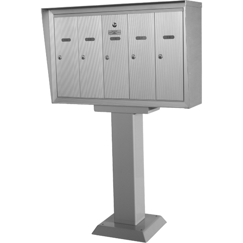 Single Deck Mailboxes, Pedestal -Mounted, 16" x 5-1/2", 7 Doors, Aluminum Equipex