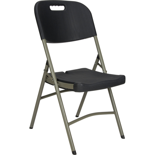 Folding Chair, Polyethylene, Black, 350 lbs. Weight Capacity Equipex