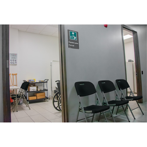 Folding Chair, Polyethylene, Black, 350 lbs. Weight Capacity Equipex