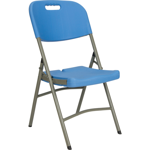 Folding Chair, Polyethylene, Blue, 350 lbs. Weight Capacity Equipex