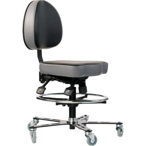 Chaise ergonomique TF 180, Mobile, Vinyle Si&egrave;ge, Noir Equipex