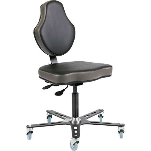 Chaise ergonomique &agrave; inclinaison r&eacute;glable Vega, Mobile, Ajustable, Vinyle Si&egrave;ge, Noir/gris Equipex