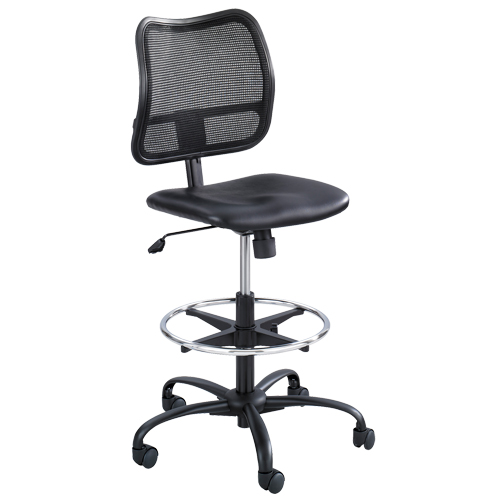 Vue Ergonomic Stool, Vinyl, Black, 250 lbs. Capacity Equipex