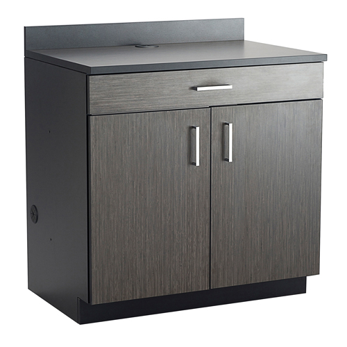 Modular Base Cabinet, Melamine, 39" H x 36" W x 25" D, Asian Night/Black Equipex
