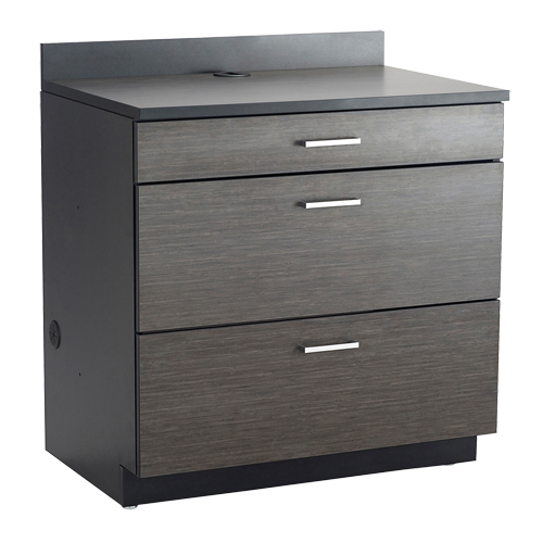 Armoire modulaire de base, 3 tiroirs, 36" la x 25" p x 39" h, Nuit d'Asie/noir Equipex