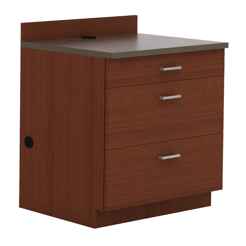Armoire modulaire de base, 3 tiroirs, 36" la x 25" p x 39" h, Acajou Equipex