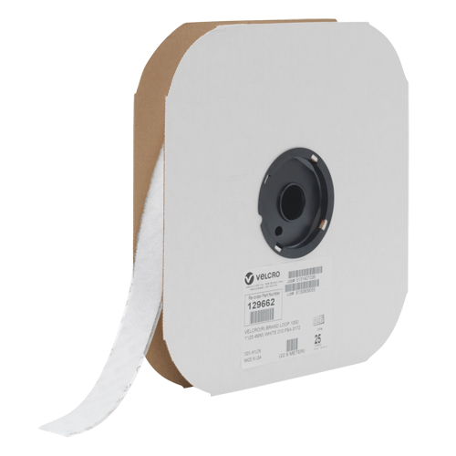 Ruban d'attaches, Boucle, 25 vg x 1", Cousu, Blanc Equipex