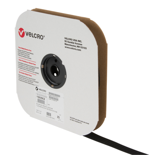 Ruban d'attaches, Crochet, 25 vg x 1", Cousu, Noir Equipex