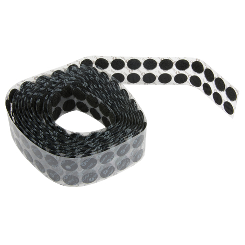 Attaches en jeton, Boucle et crochet, 3/4" dia., Adh&eacute;sif, Noir Equipex