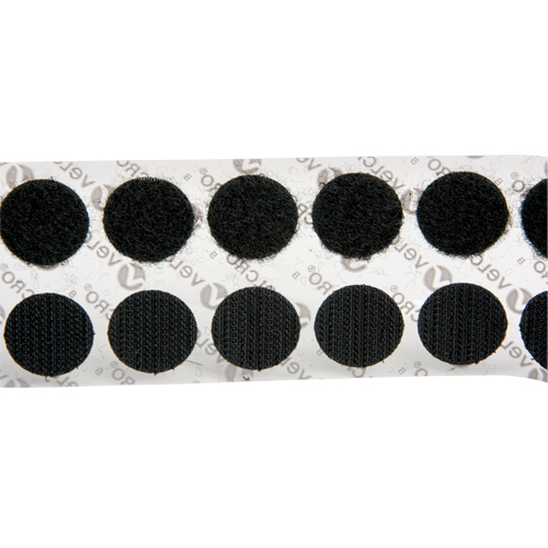 Attaches en jeton, Boucle et crochet, 3/4" dia., Adh&eacute;sif, Noir Equipex