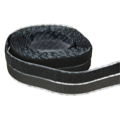 Attache, Boucle et crochet, 15' x 3/4", Adh&eacute;sif, Noir Equipex