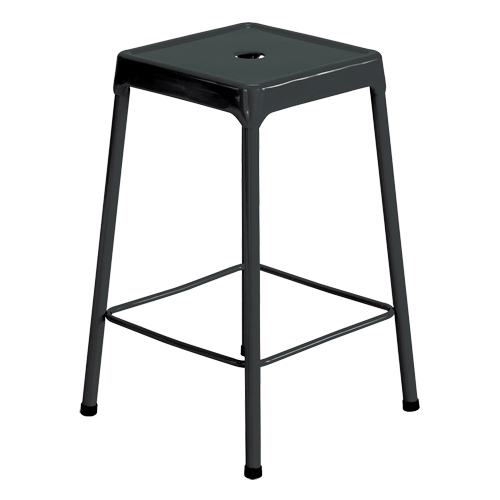 Tabouret en acier pour comptoir Safco, Stationnaire, Fixe, 25", Acier Si&egrave;ge, Noir Equipex