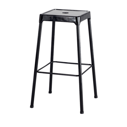 Bistro Stool, Stationary, Fixed, 29", Steel Seat, Black Equipex