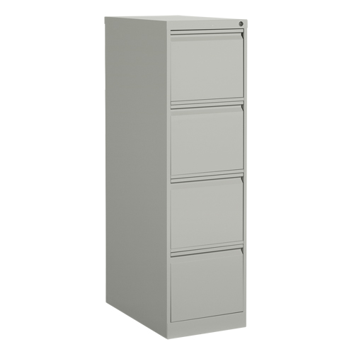 Vertical Filing Cabinet, Steel, 4 Drawers, 15-1/7" W x 25" D x 52" H, Grey Equipex