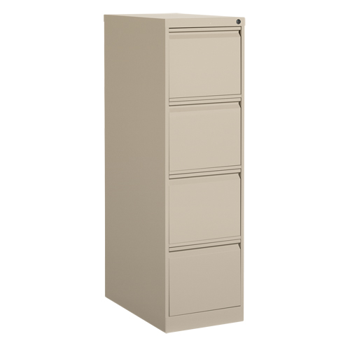 Vertical Filing Cabinet, Steel, 4 Drawers, 15-1/7" W x 25" D x 52" H, Beige Equipex