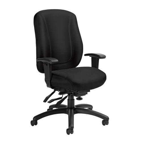 Overtime High Back Chair, Fabric, Black, 300 lbs. Capacity Equipex