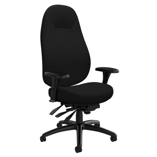 High Back Comfort Chair, Polyester, Black, 300 lbs. Capacity Equipex