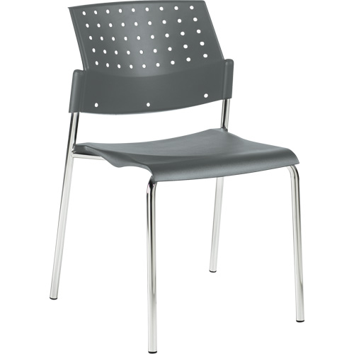 Chaises sans accoudoirs empilables, Plastique, Hauteur 33", Capacit&eacute; 300 lb, Gris Equipex