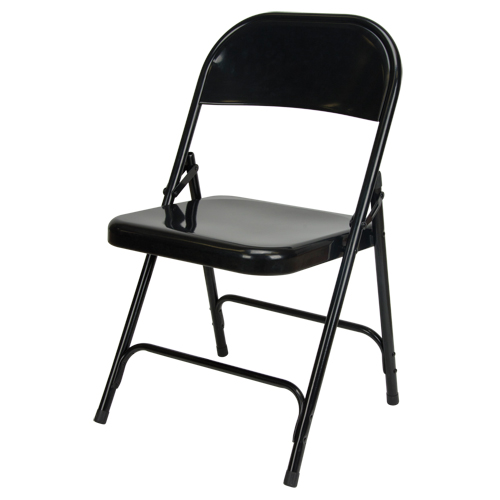 Folding Chair, Steel, Black, 300 lbs. Weight Capacity Equipex