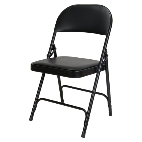Chaise pliante rembourr&eacute;e en vinyle, Acier, Noir, Capacit&eacute; 300 lb Equipex