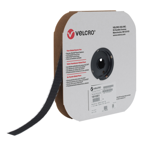 Fastener Tape, Hook, 25 yds x 1", Adhesive, Black Equipex