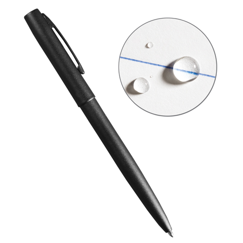 Stylo en m&eacute;tal &agrave; l'&eacute;preuve des intemp&eacute;ries, Bleu, 0,8 mm, R&eacute;tractable Equipex