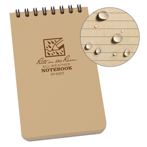 Pocket Top-Spiral Notebook, Soft Cover, Tan, 100 Pages, 3" W x 5" L Equipex