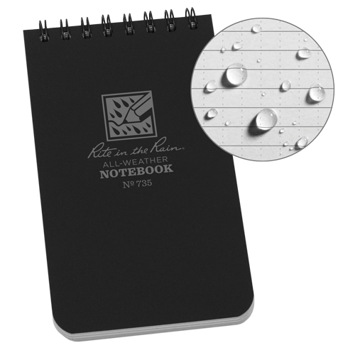 Carnet de notes de poche &agrave; spirale, Couverture souple, Noir, 100 Pages, 3" , 5"  Equipex