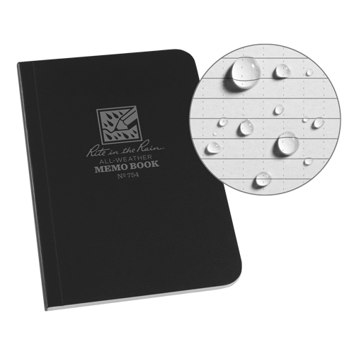 Memo Book, Soft Cover, Black, 112 Pages, 3-1/2" W x 5" L Equipex