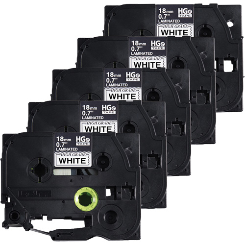 Laminated Tape, 18 mm x 8 m, Black on White Equipex