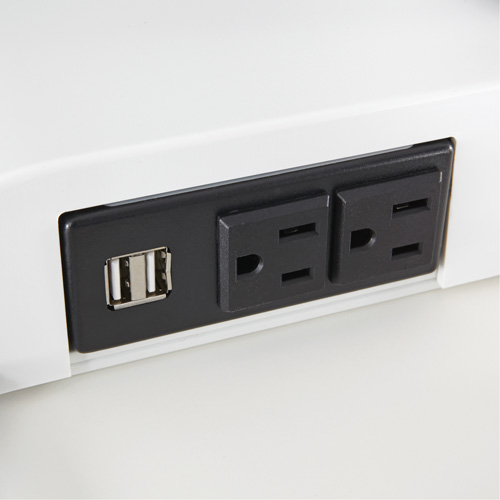 Soar Sit/Stand Electric Desk with Dual Monitor Arm, Desktop Unit, 37-1/4" H x 27-3/4" W x 22" D, White Equipex