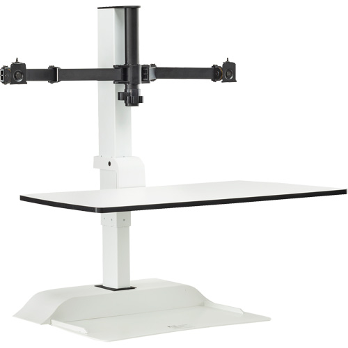 Soar Sit/Stand Electric Desk with Dual Monitor Arm, Desktop Unit, 37-1/4" H x 27-3/4" W x 22" D, White Equipex
