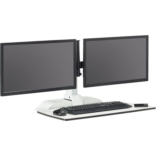 Soar Sit/Stand Electric Desk with Dual Monitor Arm, Desktop Unit, 37-1/4" H x 27-3/4" W x 22" D, White Equipex