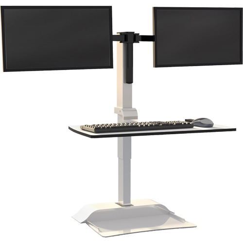 Soar Sit/Stand Electric Desk with Dual Monitor Arm, Desktop Unit, 37-1/4" H x 27-3/4" W x 22" D, White Equipex