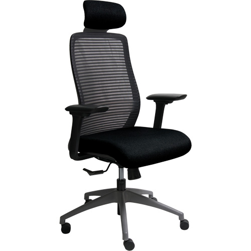 Chaise de bureau ajustable s&eacute;rie Era avec appui-t&ecirc;te, Tissu/Mailles, Noir, Capacit&eacute; 275 lb Equipex