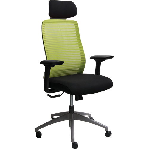 Era Series Adjustable Office Chair with Headrest, Fabric/Mesh, Green, 275 lbs. Capacity Equipex