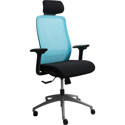 Chaise de bureau ajustable s&eacute;rie Era avec appui-t&ecirc;te, Tissu/Mailles, Bleu, Capacit&eacute; 275 lb Equipex