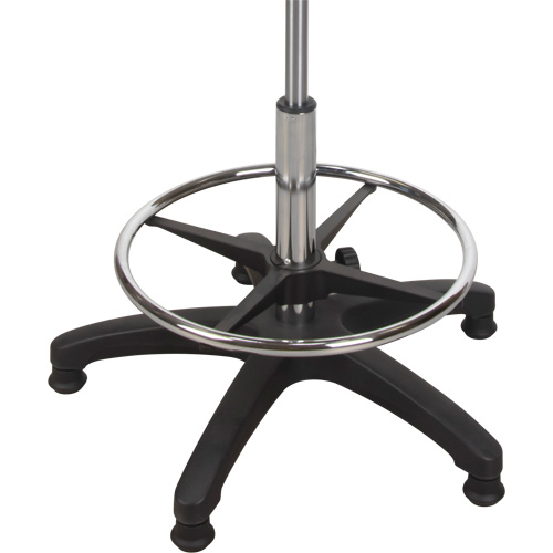 Tabouret ergonomique robuste avec accoudoirs r&eacute;glables, Stationnaire, Ajustable, 39" - 48", Polyur&eacute;thane Si&egrave;ge, Noir Equipex