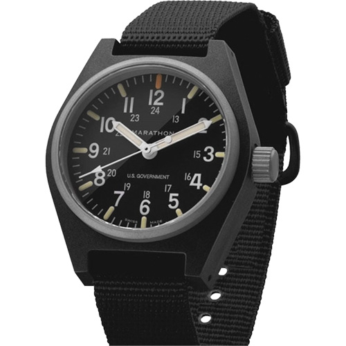 General Purpose Quartz with MaraGlo Watch, Analog, Battery Operated, 0.6" W x 1.3" D x 0.4" H, Black Equipex