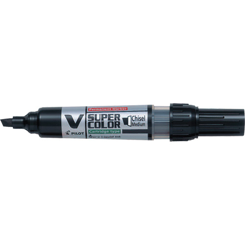V Super Colour Permanent Marker, Black, Chisel Tip Equipex