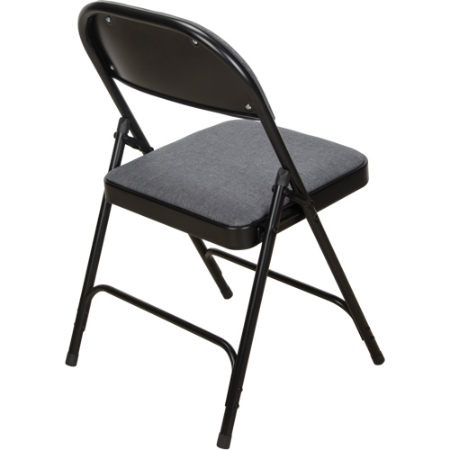 Chaise pliante de luxe en tissu rembourr&eacute;e, Acier, Gris, Capacit&eacute; 300 lb Equipex