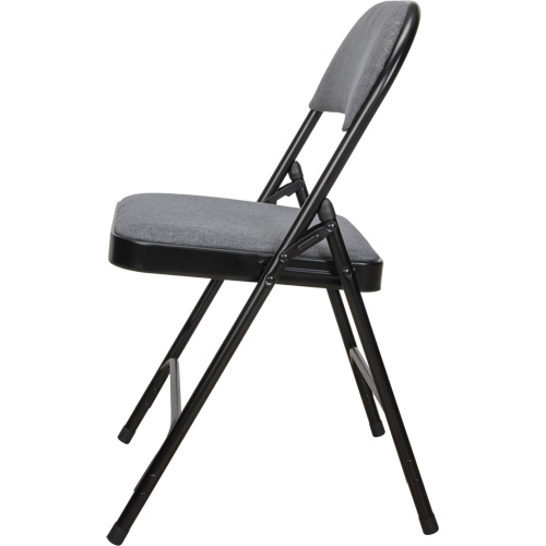 Chaise pliante de luxe en tissu rembourr&eacute;e, Acier, Gris, Capacit&eacute; 300 lb Equipex