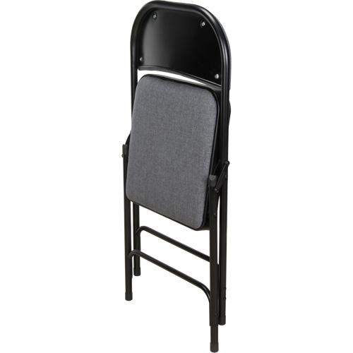 Chaise pliante de luxe en tissu rembourr&eacute;e, Acier, Gris, Capacit&eacute; 300 lb Equipex