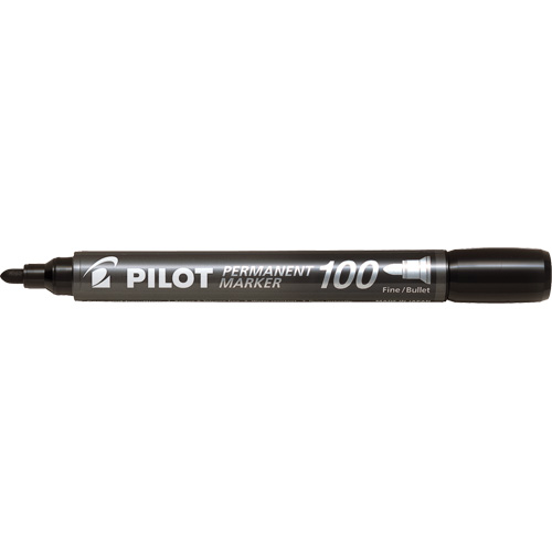 Marqueur permanent Pilot 100, Noir, Pointe Ronde Equipex