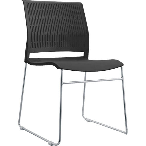 Stacking Chairs, Polypropylene, 32-3/8" High, 250 lbs. Capacity, Black Equipex